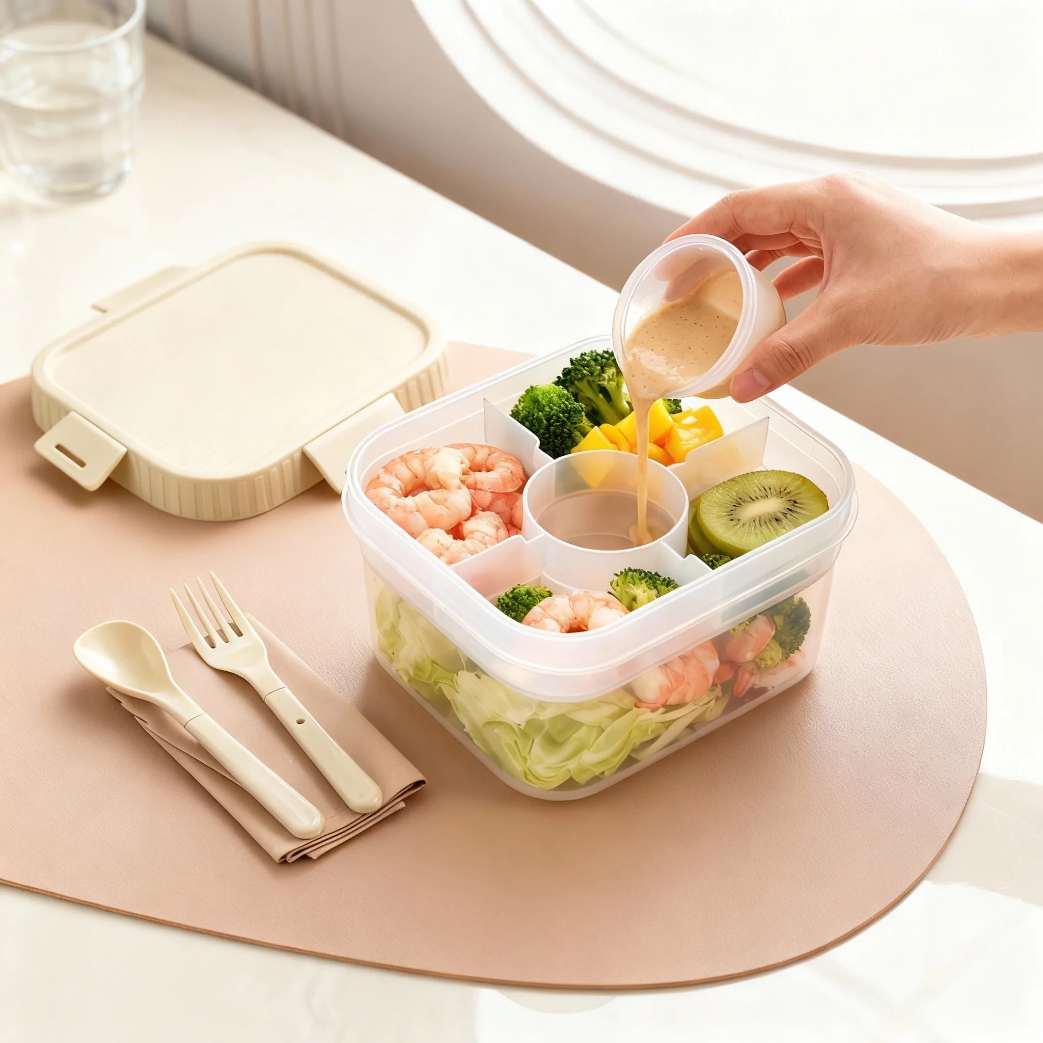 Food Xxl - Lonchera portátil de plástico con doble